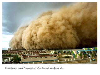 Sandstorms move ‘mountains’ of sediment, sand and silt.
 