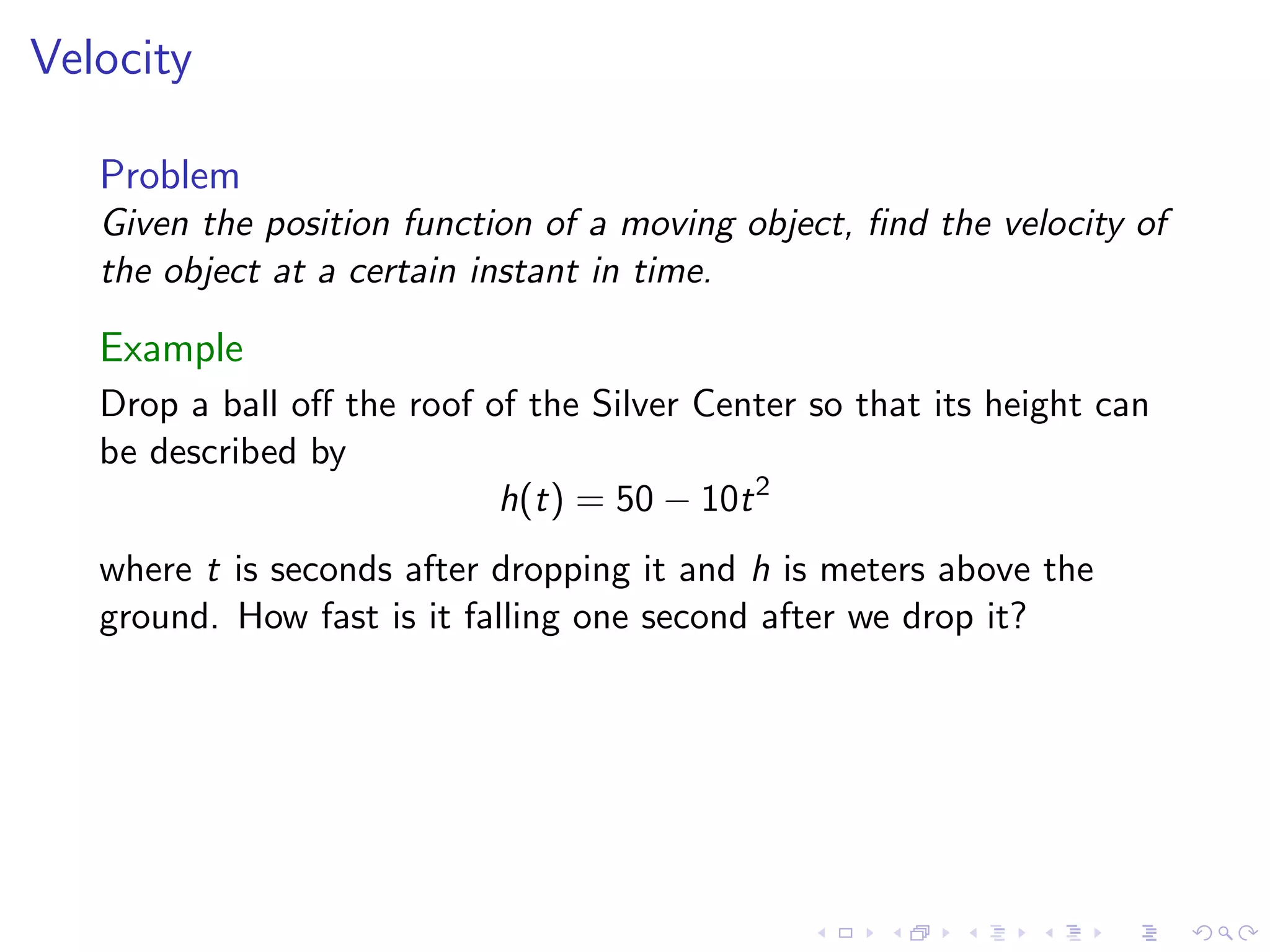 Lesson 7-8: Derivatives and Rates of Change, The Derivative as a function
