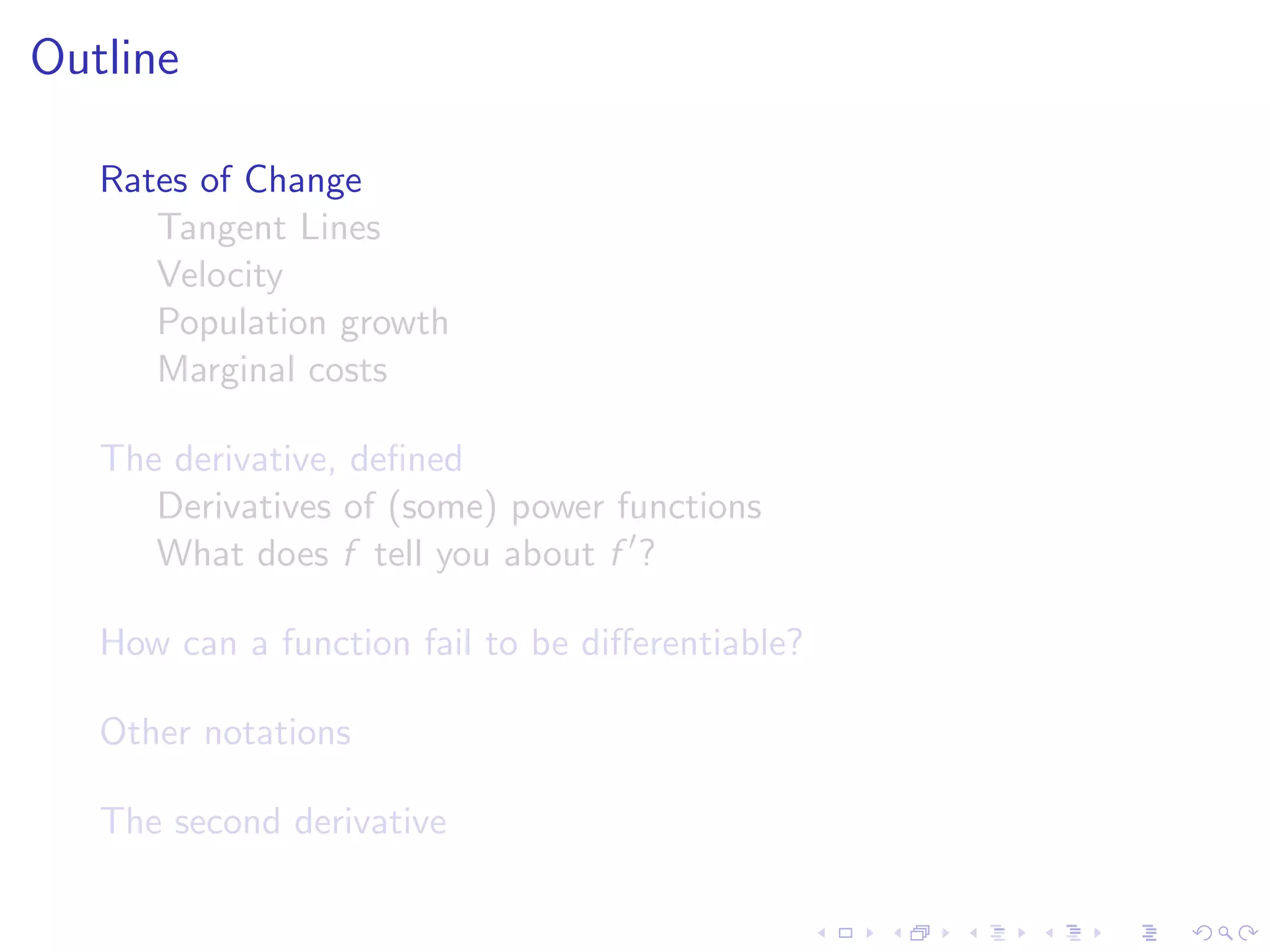 Lesson 7-8: Derivatives and Rates of Change, The Derivative as a function