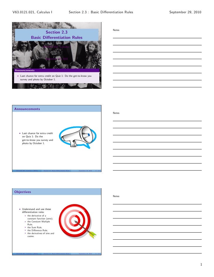 Lesson 8: Basic Differentiation Rules (Section 21 handout)