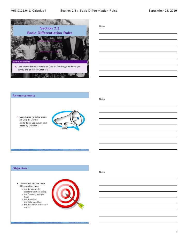 Lesson 8: Basic Differentiation Rules (Section 41 handout)