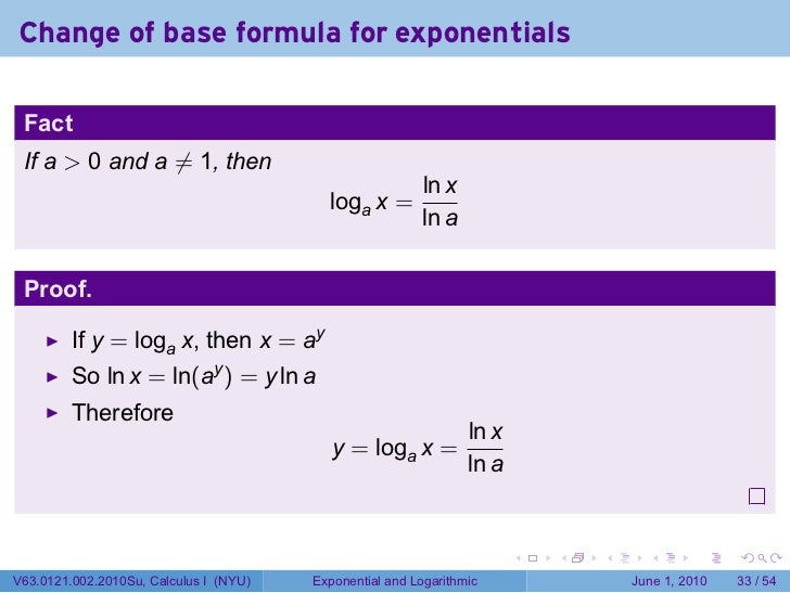 log2 proof 14: Exponential Logarithmic of and Derivatives Lesson