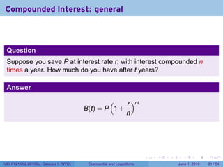 Compound Calculus Lesson 14: Derivatives of Logarithmic and Exponential Functions | PDF