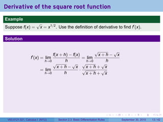 Lesson 8: Basic Differentiation Rules (Section 21 slides) | PDF
