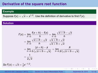 Lesson 8: Basic Differentiation Rules (Section 21 slides) | PDF