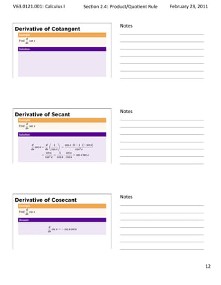 Lesson 9: The Product and Quotient Rules (handout) | PDF