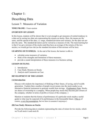 Lesson 1 07 measures of variation | PDF