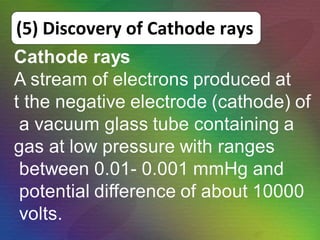 (5) Discovery of Cathode rays 