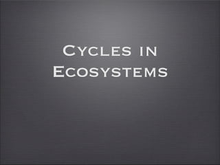 Cycles in
Ecosystems
 