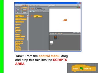 Task: From the control menu, drag
and drop this rule into the SCRIPTS
AREA
 