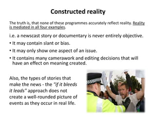 Media Text Reality Example Lesson 1 - Representation | PPTX