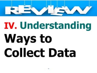 14
IV. Understanding
Ways to
Collect Data
 
