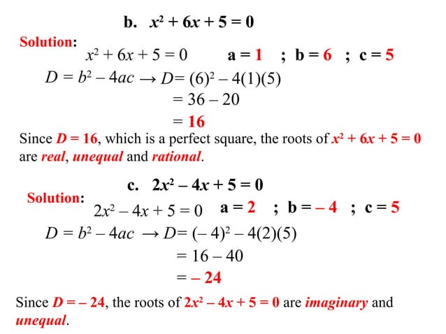Lesson 1.4 - The Nature of Roots of Quadratic Equations.pptx