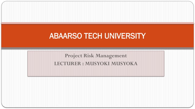 1. Introduction to Project Risk management | PPTX
