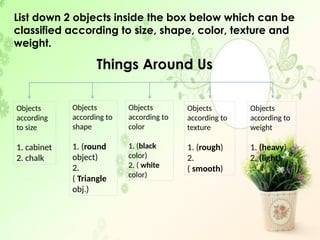 THINGS THAT CAN BE CLASSIFIED ACCORDING TO SIZE, SHAPE, ETC. | PPTX
