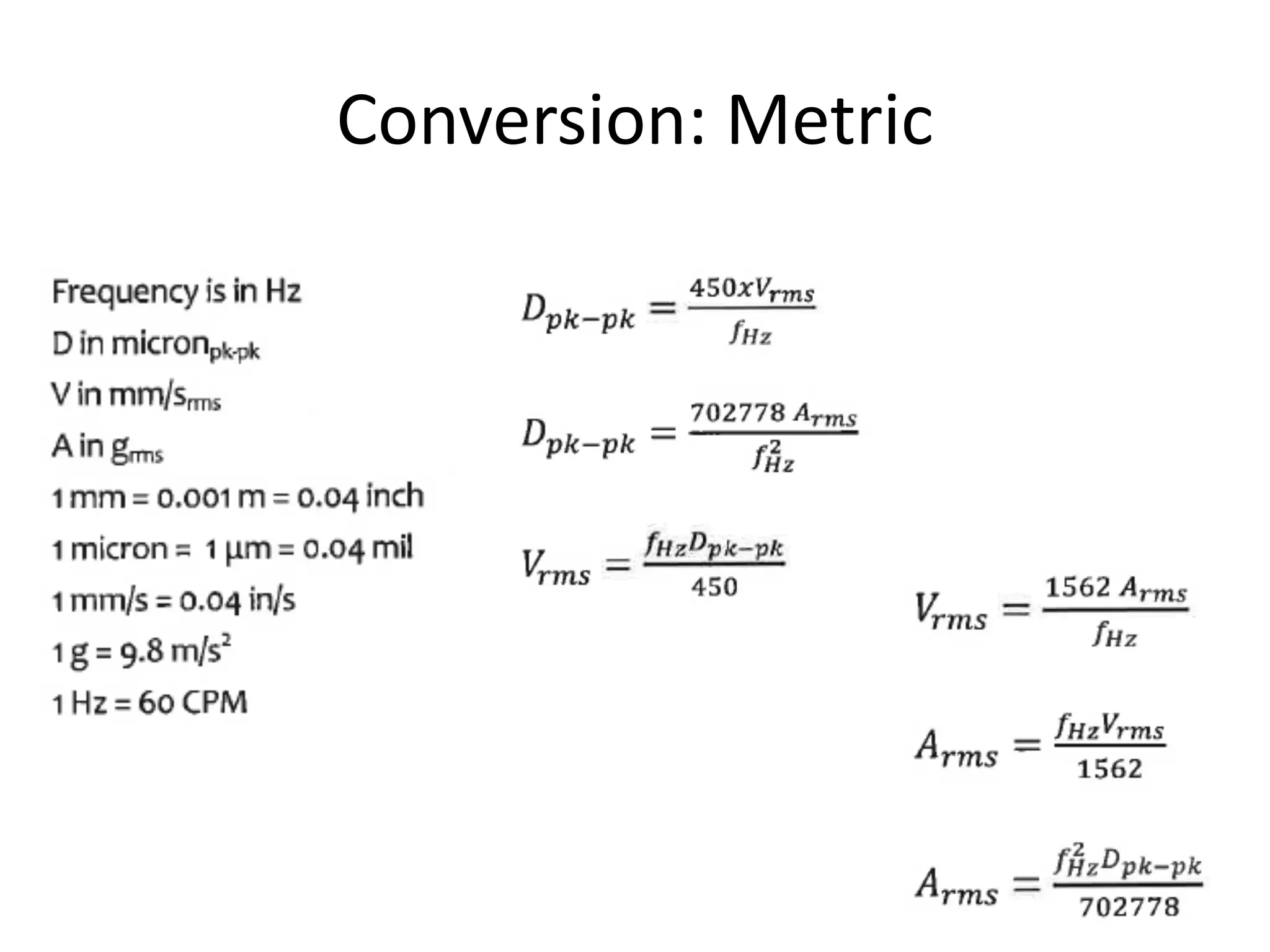 Conversion: Metric
 