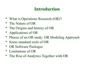 Comprehensive Introduction to Operations Research: Concepts, History ...