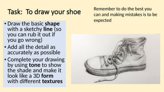 Lesson 1. for Year7 art lessons. Baseline drawing to show skill level ...