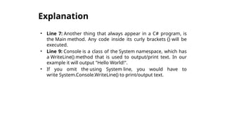 Comprehensive Introduction to Visual Studio and C# Programming | PPTX