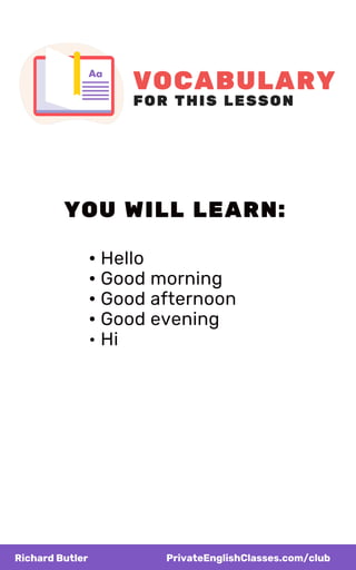 Lesson 1   beginners - greetings - private englishclasses.com