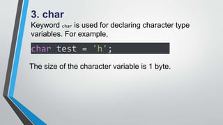 Char Variable Example LESSON1-C_programming (1).GRADE 8 LESSONpptx | PPTX