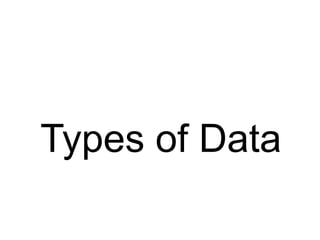 Types of Data
 