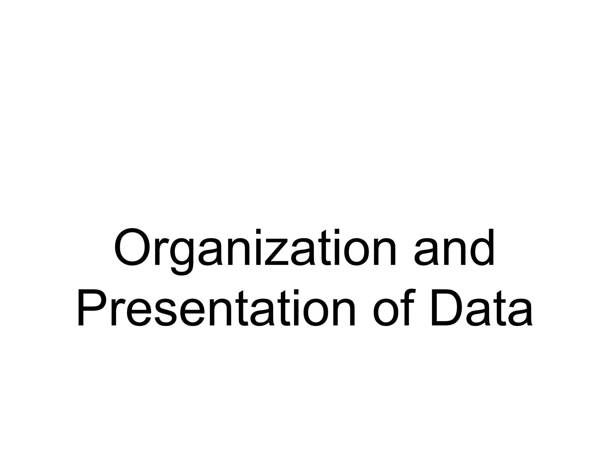Organization and
Presentation of Data
 