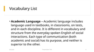 Lesson 1 - Differentiate Language Used in Academic Texts.pptx