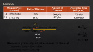 Discount Price Examples Math Problems Lesson 1 - Discounts and Commissions.pptx