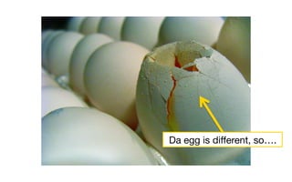 Da egg is diﬀerent, so….
 