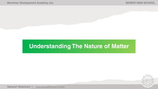 Monlimar Development Academy, Inc. SENIOR HIGH SCHOOL
Understanding The Nature of Matter
 