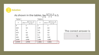 Lesson 1 - Illustrating the Limits of function using table of values ...