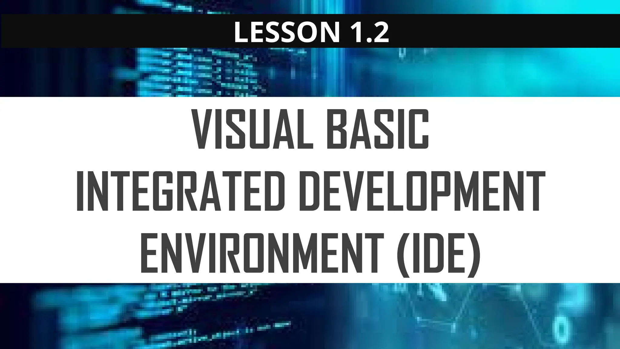 LESSON 1.2
VISUAL BASIC
INTEGRATED DEVELOPMENT
ENVIRONMENT (IDE)
 