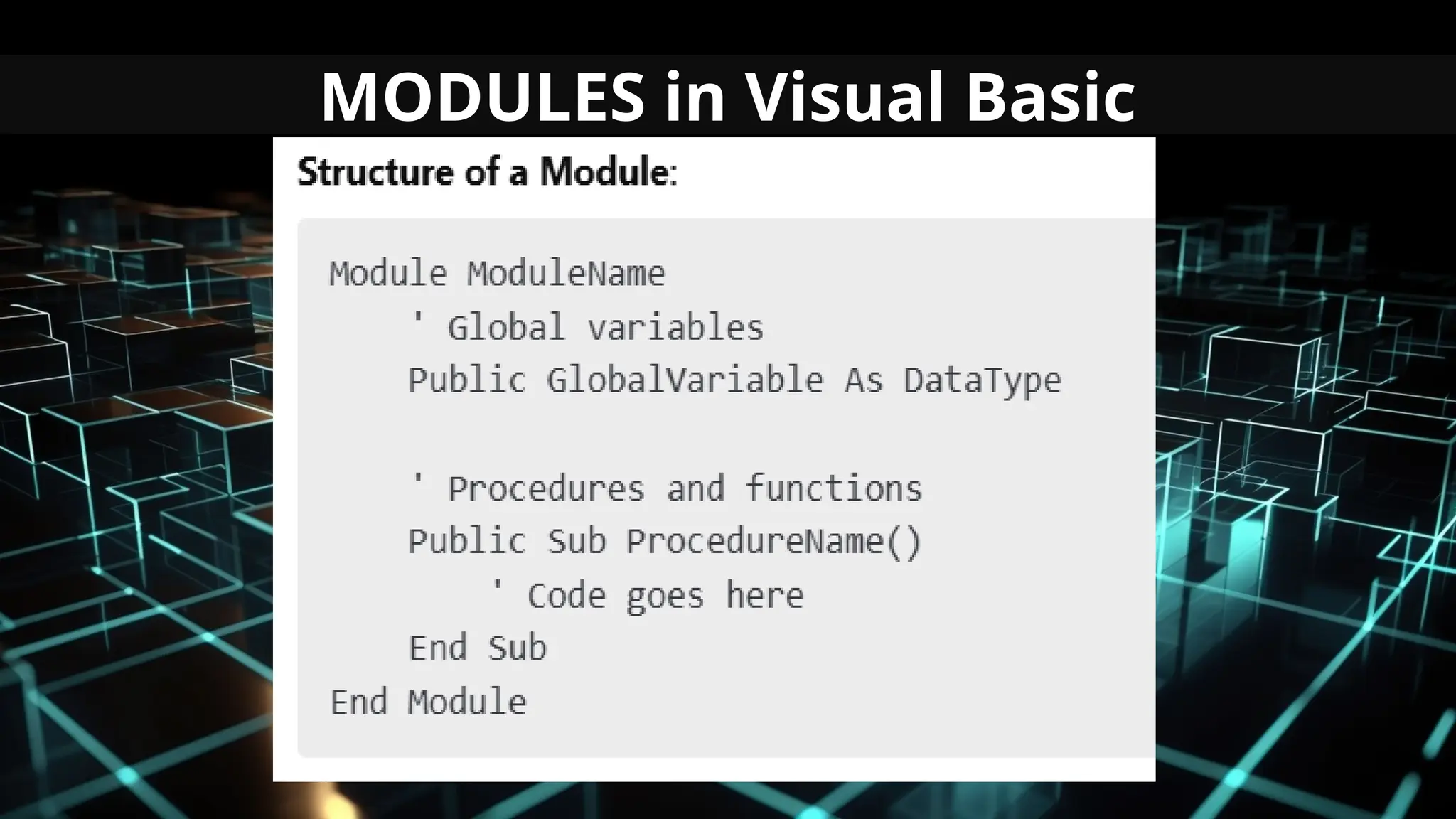MODULES in Visual Basic
 