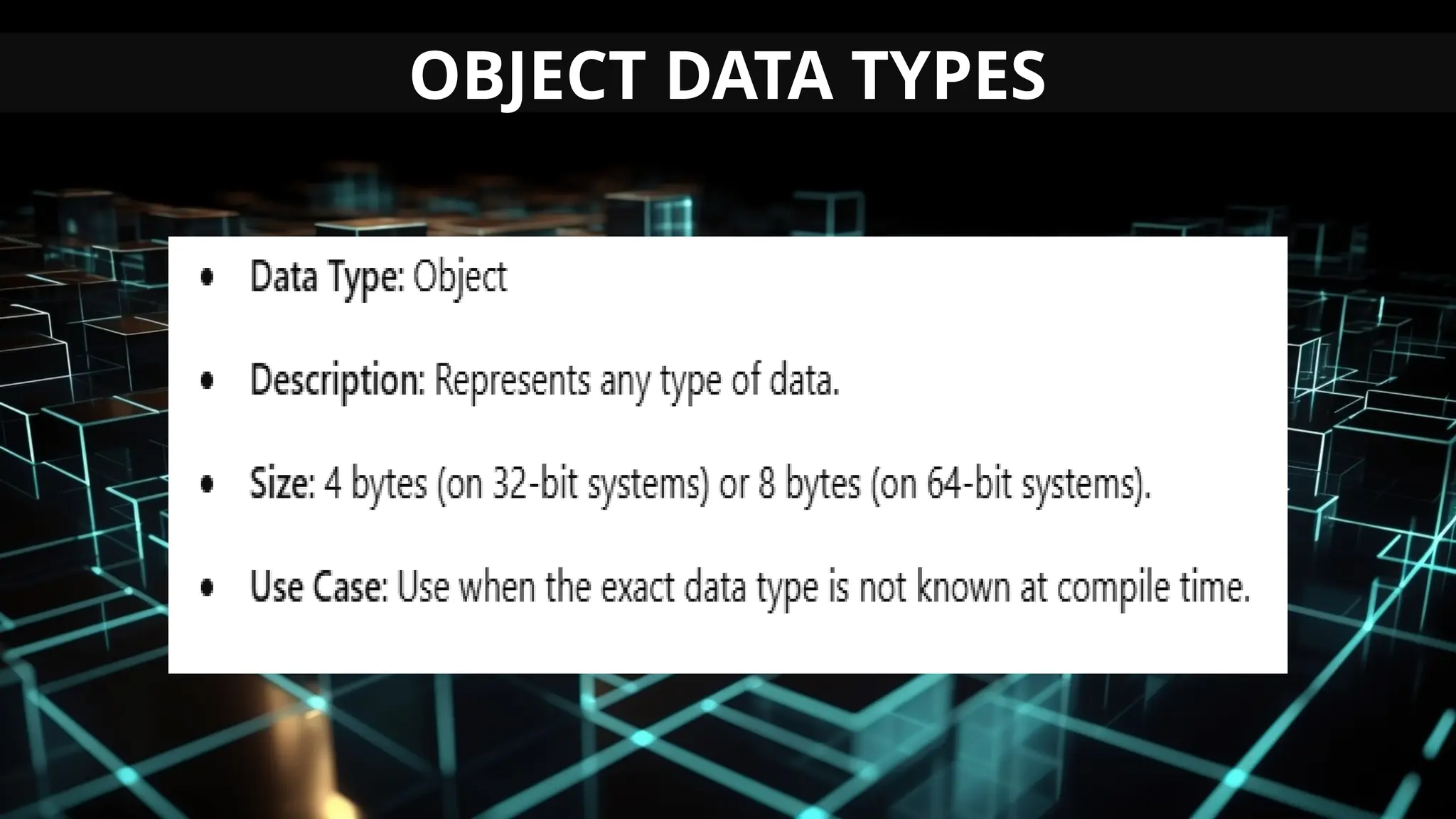 OBJECT DATA TYPES
 
