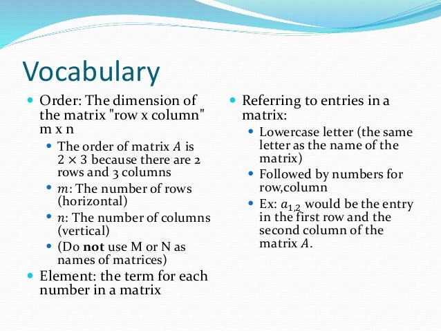 Lesson 1 - Introduction to Matrices