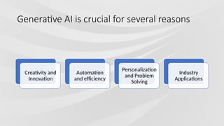 Introduction to Gen AI Models and its Applications | PPTX
