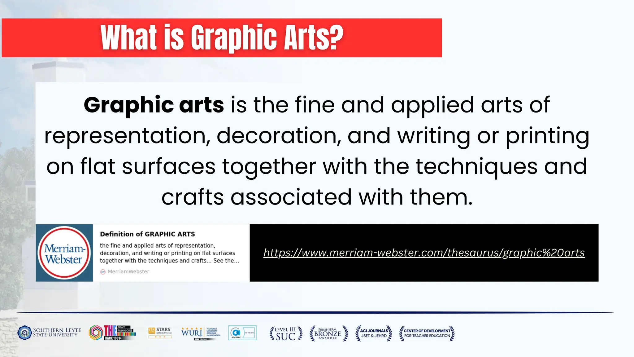 Graphic arts is the fine and applied arts of
representation, decoration, and writing or printing
on flat surfaces together with the techniques and
crafts associated with them.
https://www.merriam-webster.com/thesaurus/graphic%20arts
 