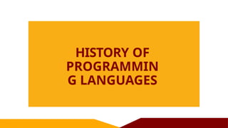 HISTORY OF
PROGRAMMIN
G LANGUAGES
 