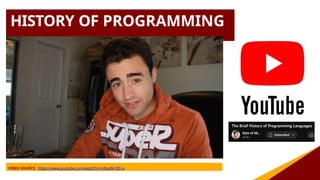 HISTORY OF PROGRAMMING
VIDEO SOURCE: https://www.youtube.com/watch?v=mhpslN-OD_o
 