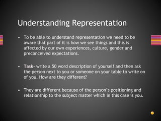 AS Media Lesson 1 - Intro representation | PPTX