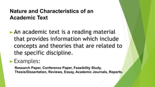 LESSON 1-Nature and Characteristics of Academic Text w quiz.pptx