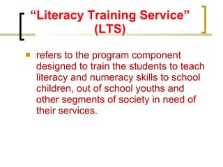 Lts Program Lesson 1 nstp act of 2001 | PPT