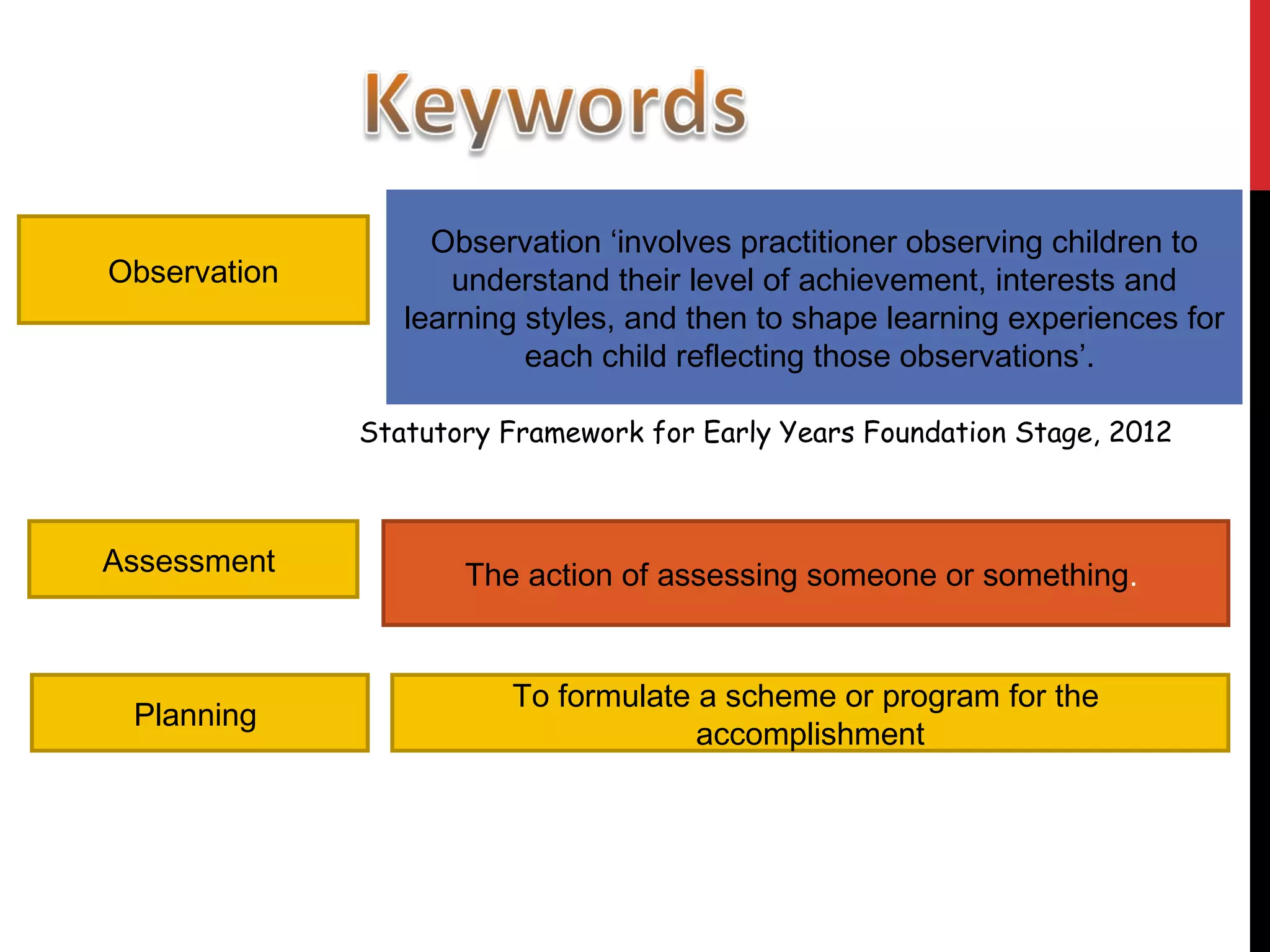 Observation, Assessment and Planning in Early Years | PPT