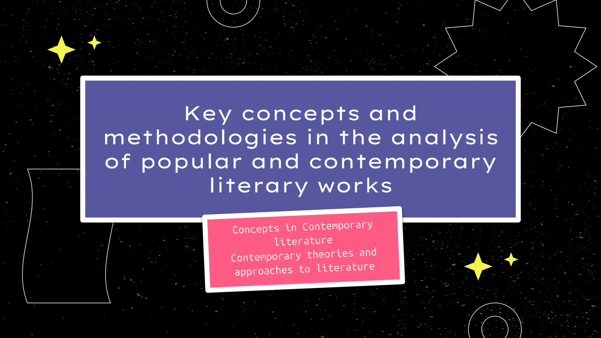 Key concepts and
methodologies in the analysis
of popular and contemporary
literary works
 