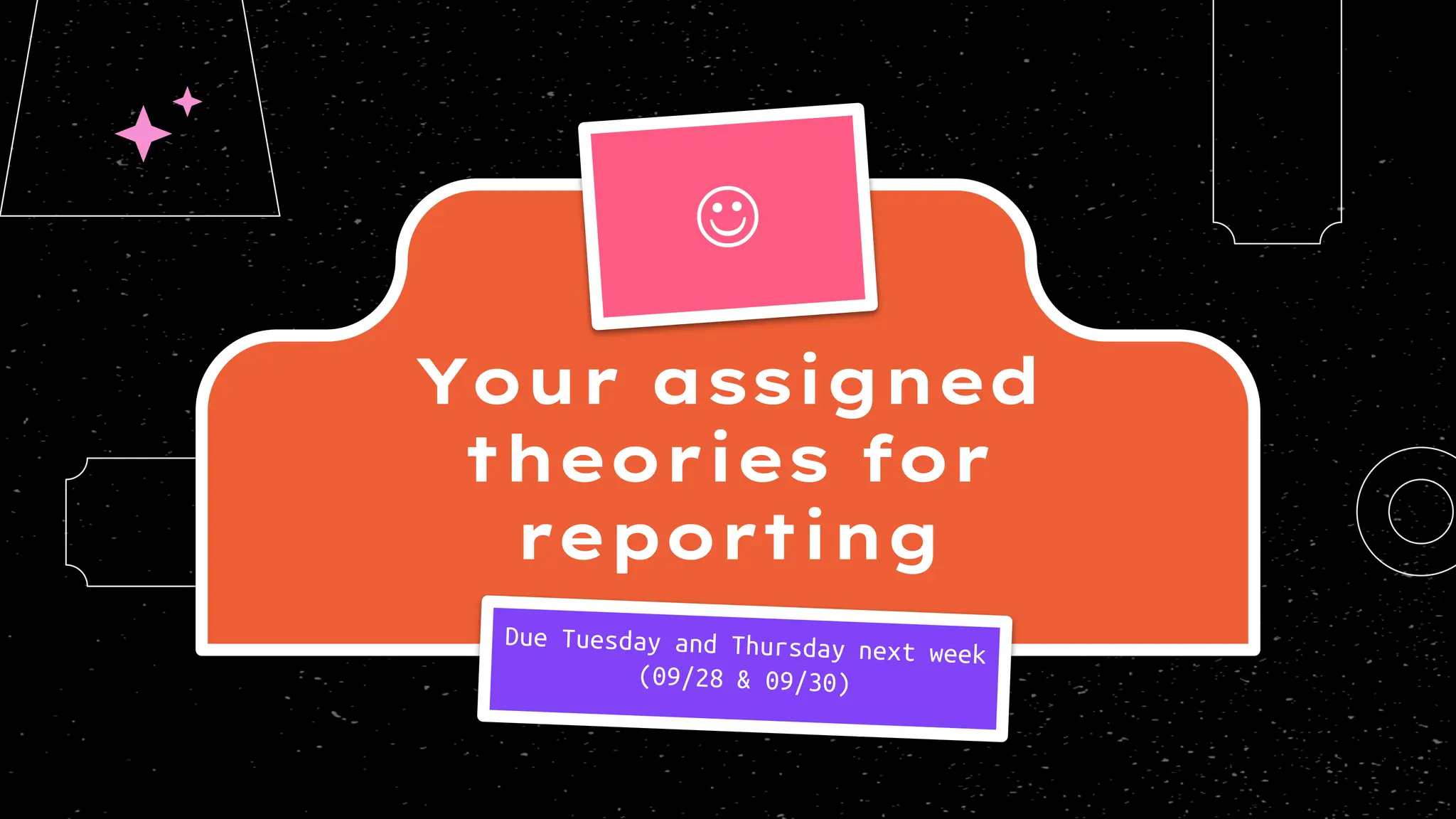 Your assigned
theories for
reporting
 
