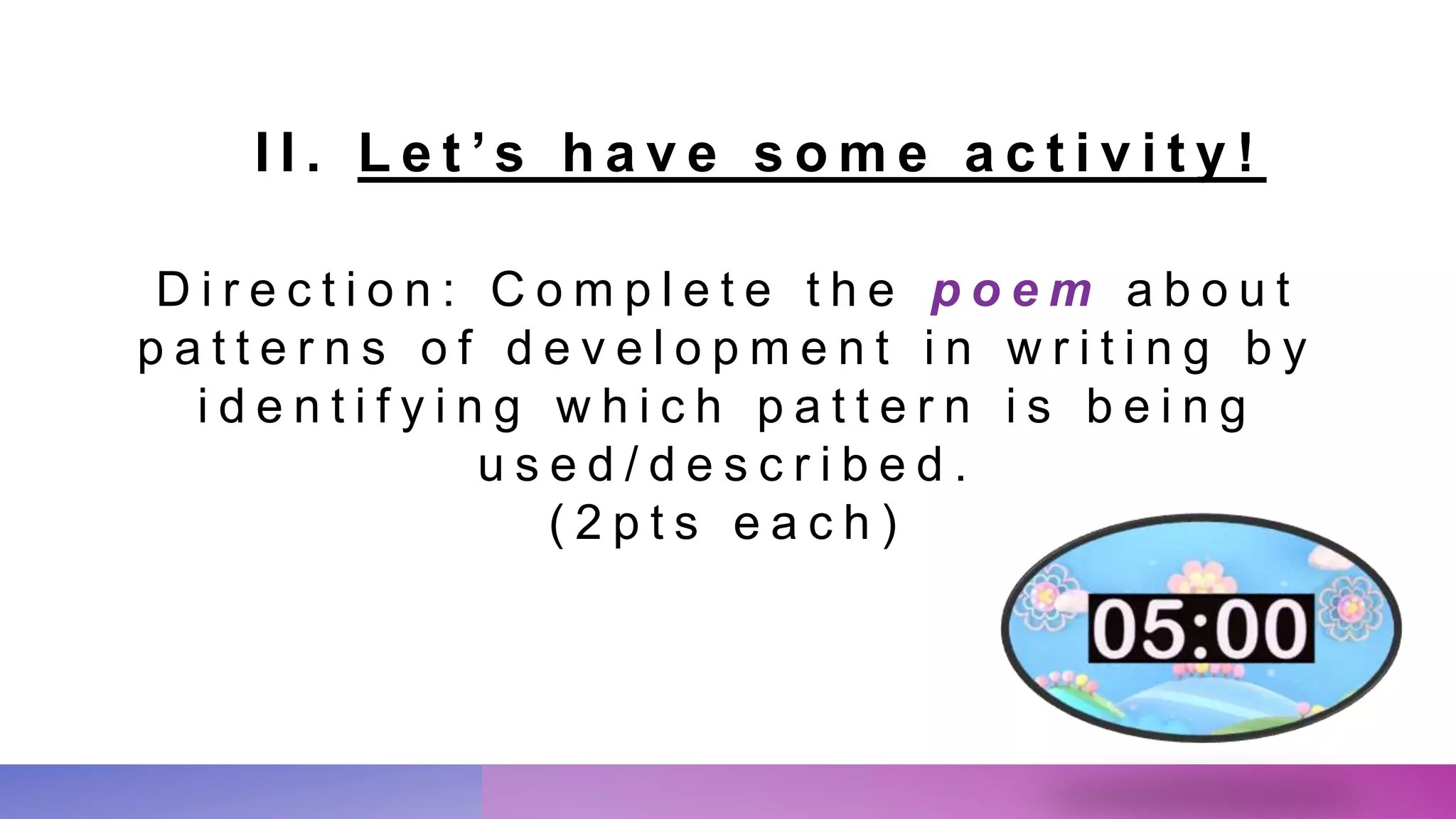 Lesson 1 patterns of development in writing across disciplines pptx