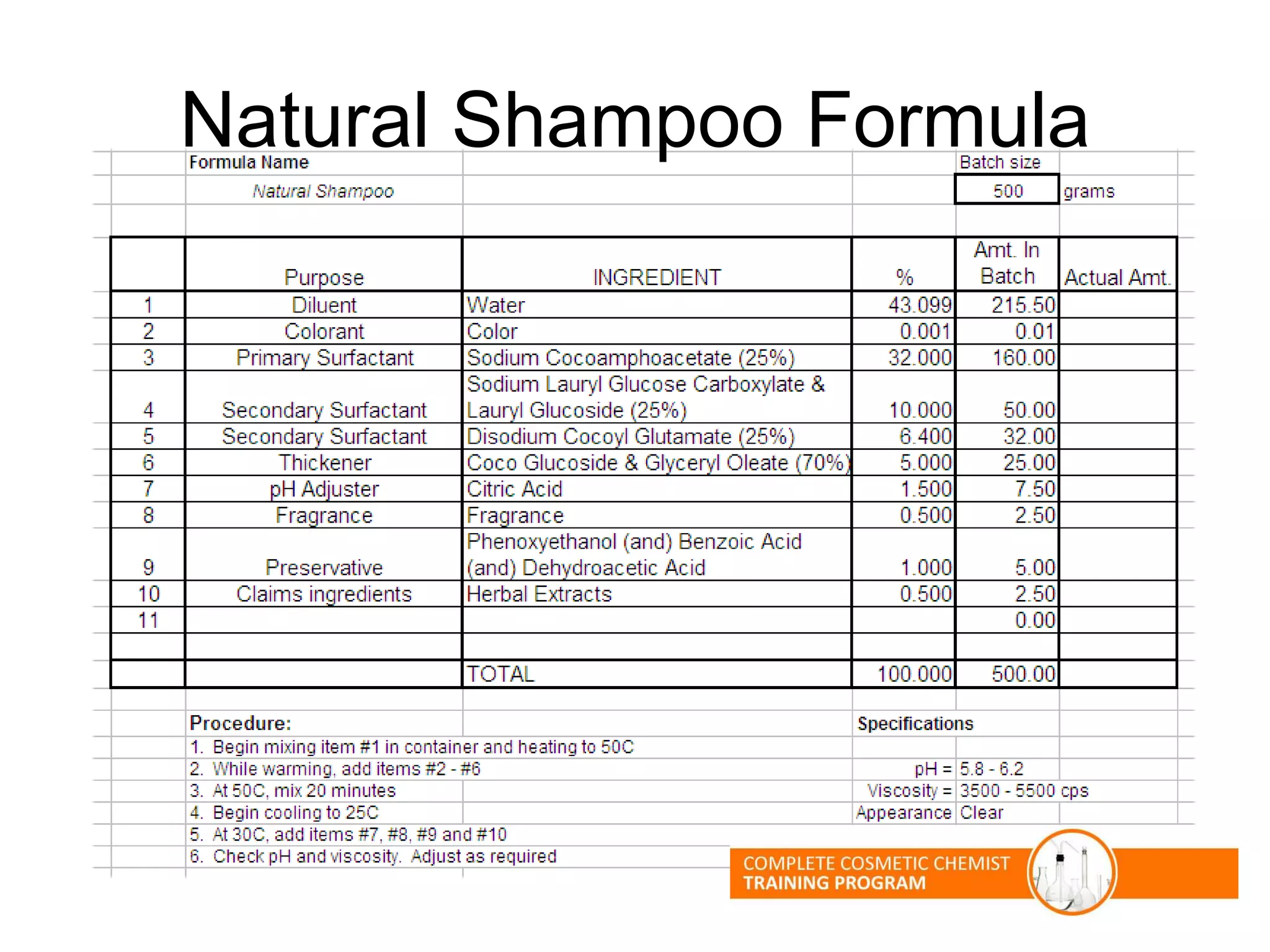 Natural Shampoo Formula
 