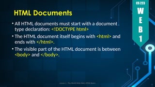 Comprehensive Introduction to the World Wide Web and HTML Basics | PPTX