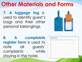 Paraphernalias Checklist Lesson 1 - Tools and Equipment and Paraphernalia in Front Office.pptx